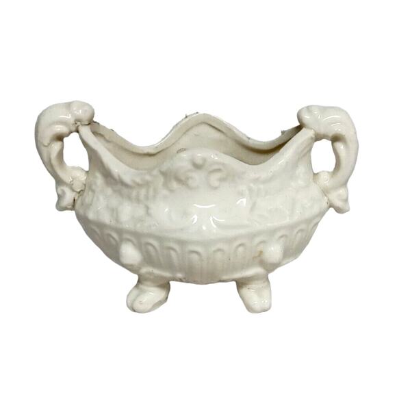 VTG Victorian Cherub Candle Holder White Majolica Pottery Angels Holiday Decor - Picture 3 of 16